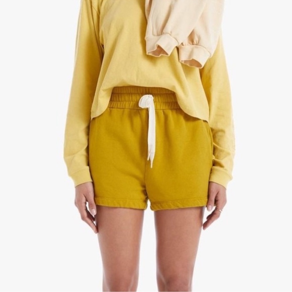 MOTHER Mustard Yellow Drawstring Cotton Shorts
